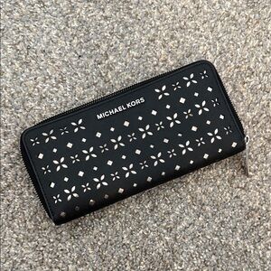 Michael Kors Black and Silver Cut-Out Wallet